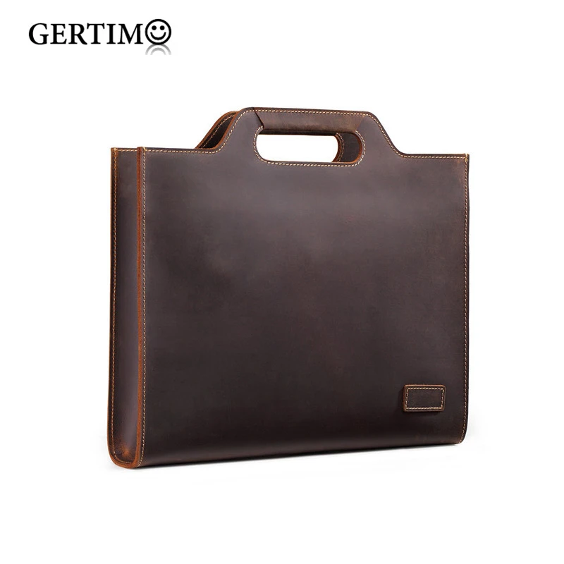 

New Genuine Leather Men's Handbags Retro Crazy Horse Leather Men Tote Bag Shoulder Messenger Business Men Briefcase Laptop Bags