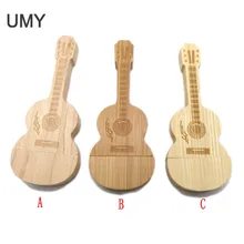 Wooden guitar USB flash drive 4GB 8GB 16GB 32GB 64GB pen drive real capacity memory stick pendrive cute gifts with key chain 