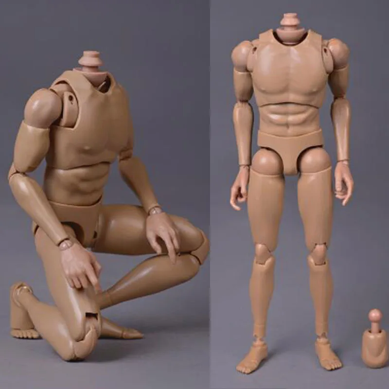 

1/6 Scale Male Narrow Shoulder Man Boy Skin Asian Yellow Color Action Figure Body Muscles Male Solider 12' Body Figure Accessory