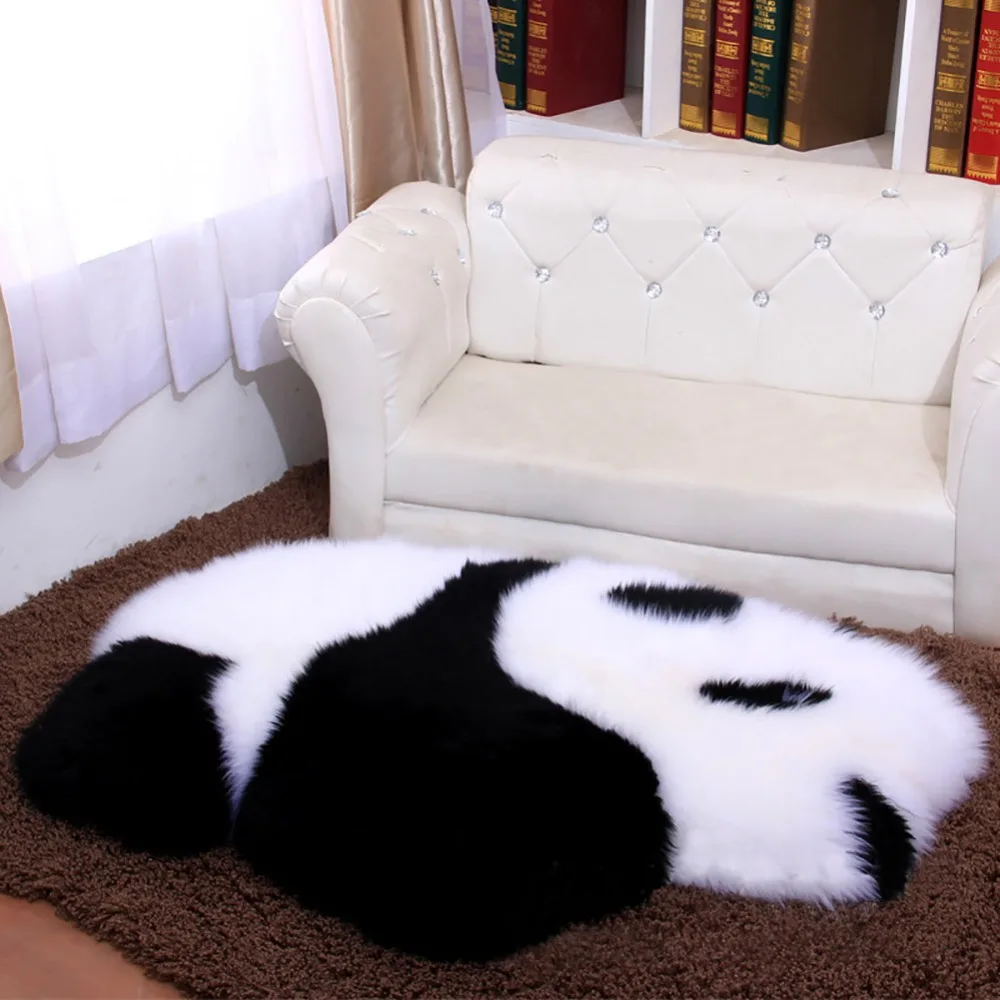 Meijuner, австралийский ковер из искусственной шерсти, детский коврик для ползания, плюшевые коврики, мультяшная панда, мохнатый, нескользящий, из овчины, ковер для спальни, A018