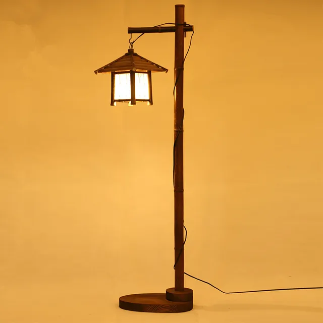 Vintage Bamboo Floor Standing Lamp Modern Japan Style