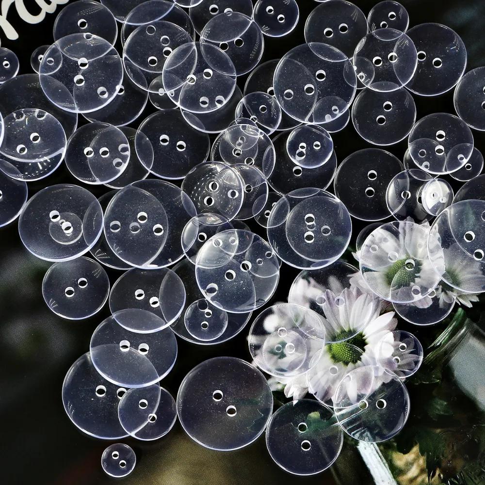 

Dia 9-25mmTransparent Clear Hot Sale Resin Sewing Buttons DIY Garment Scrapbooking Craft Sewing Accessories Two Holes Botones