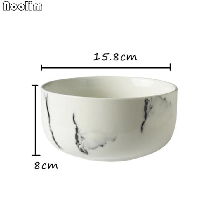 NOOLIM 1 шт. мраморные керамические миски минималистичные фарфоровые миски салат йогурт рисовая миска кухонная посуда лапша суп чаша 4,5/6'' - Цвет: White L