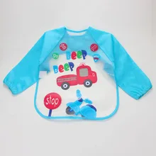 Adjustable Cartoon EVA Plastic Waterproof Long Sleeve Feeding Baby Bibs Infants Art Smock Apron Baberos Bavoir Clothing