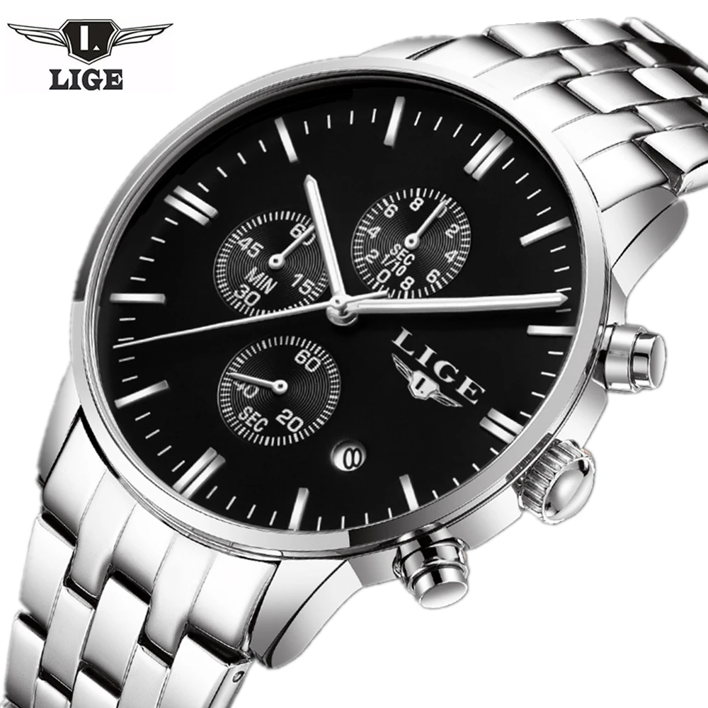 

Mens Watches Top Brand Luxury LIGE Multifunction full steel Watch Man Business Fashion Quartz Watches men Outdoor sports Relogio