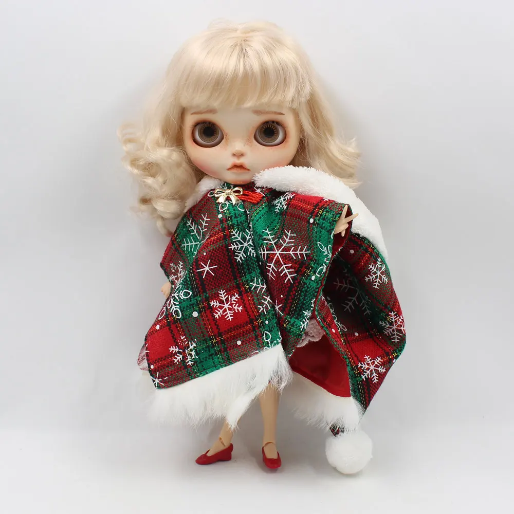 Blyth doll icy licca merry christmas платье Красный Зеленый шаль пальто одежда подходит для куклы 30 см