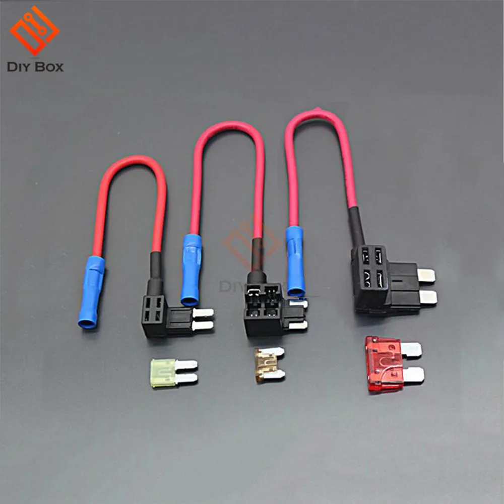 

12V Fuse Holder Add-a-circuit TAP Adapter Micro Mini Standard ATM APM Blade Auto Fuse with 10A Blade Car Fuse With Holder