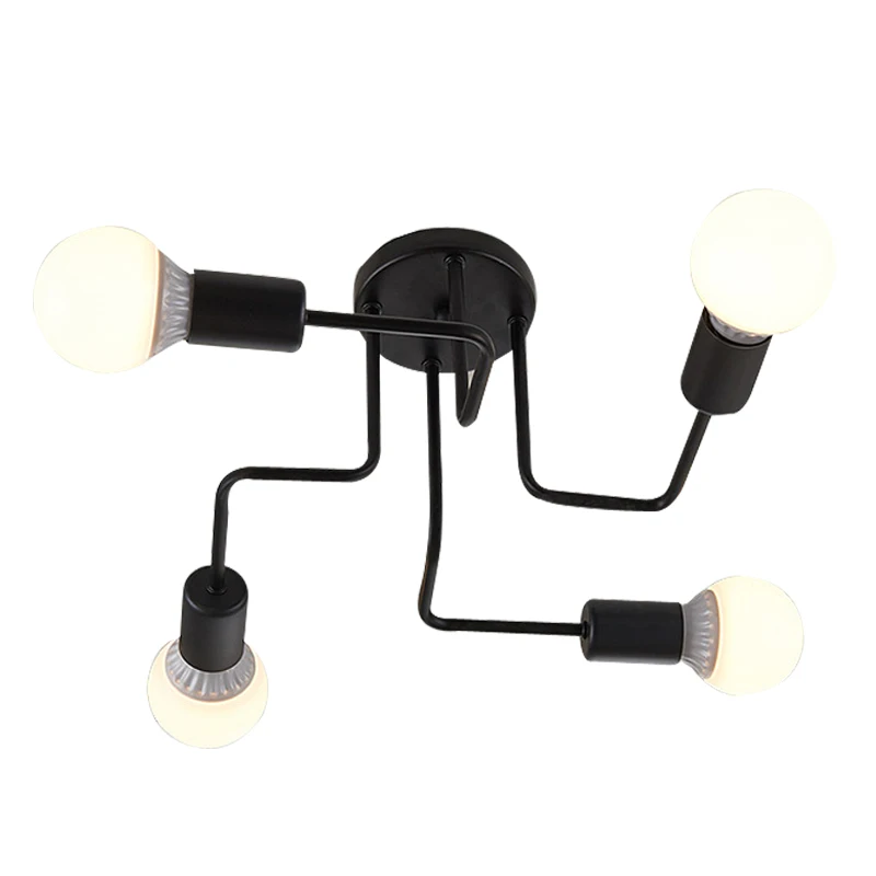 

Sharelife Retro Nostalgia Cafe Bar Light Wrought Iron Multiple Rod 4 Heads Creative Personality LED Chandelier Home Lamp 4H