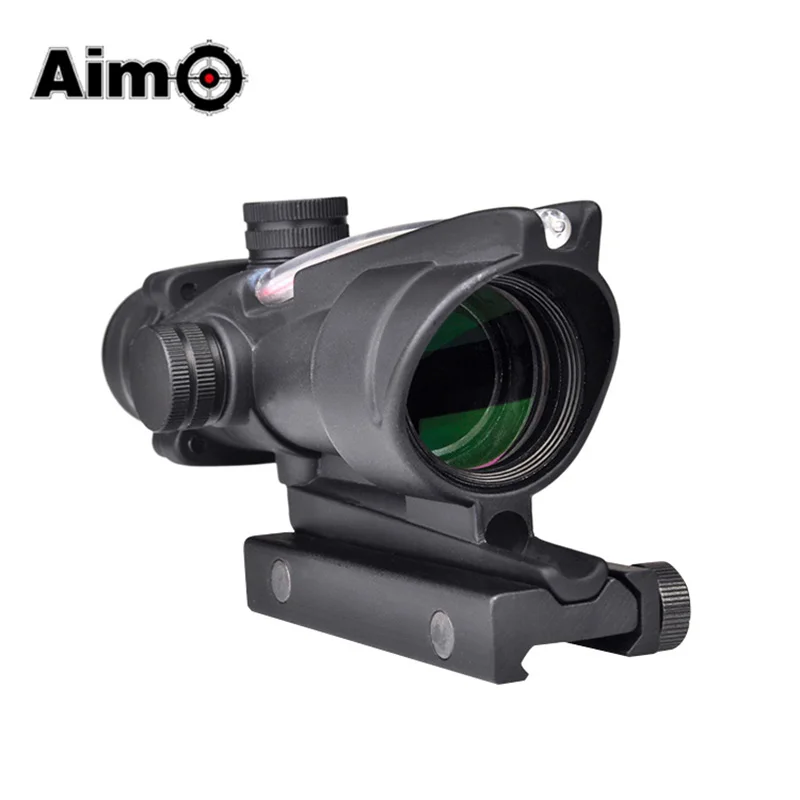

Aim-O Airsoft Rifle Scope ACOG 4X32C Red Dot Illumination Source Fiber Telescope Black Tactical Riflescope AO1002 Hunting Optics