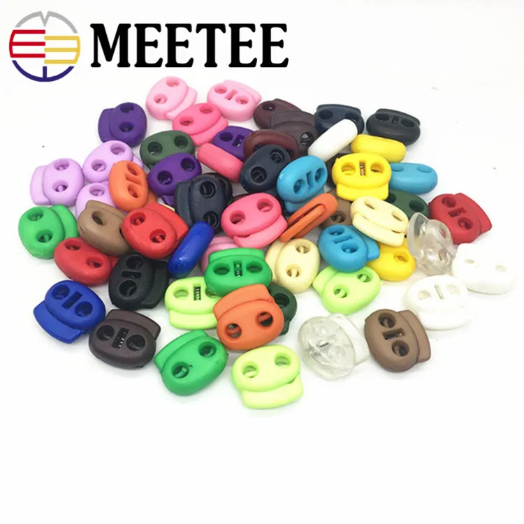 

25pcs Meetee 4mm Hole Plastic Stopper Cord Lock Spring Buckle Adjustment Fixed Rope Buckle Toggle Clip DIY Apparel Accessories