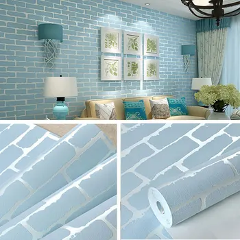 

Modern Mediterranean wallpaper self-adhesive wall tiles Plaid wallpaper bedroom warm living room TV background wall stickers