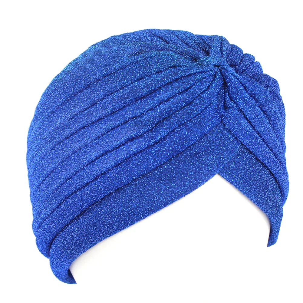 Яркая головная повязка, Шелковый Тюрбан для женщин, мусульманская индийская шляпа, Женская эластичная мягкая шляпа Hajiabs с узелком, завязка на голову, банданы, аксессуары для волос - Цвет: Синий
