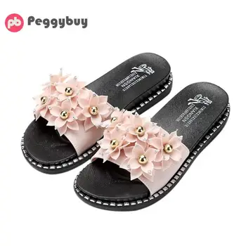 

Summer Sweet Girls Slippers Camellia Women Beach Flip Flops Women Flat Flip Flops Slippers Beach Slippers Sandalias mujer