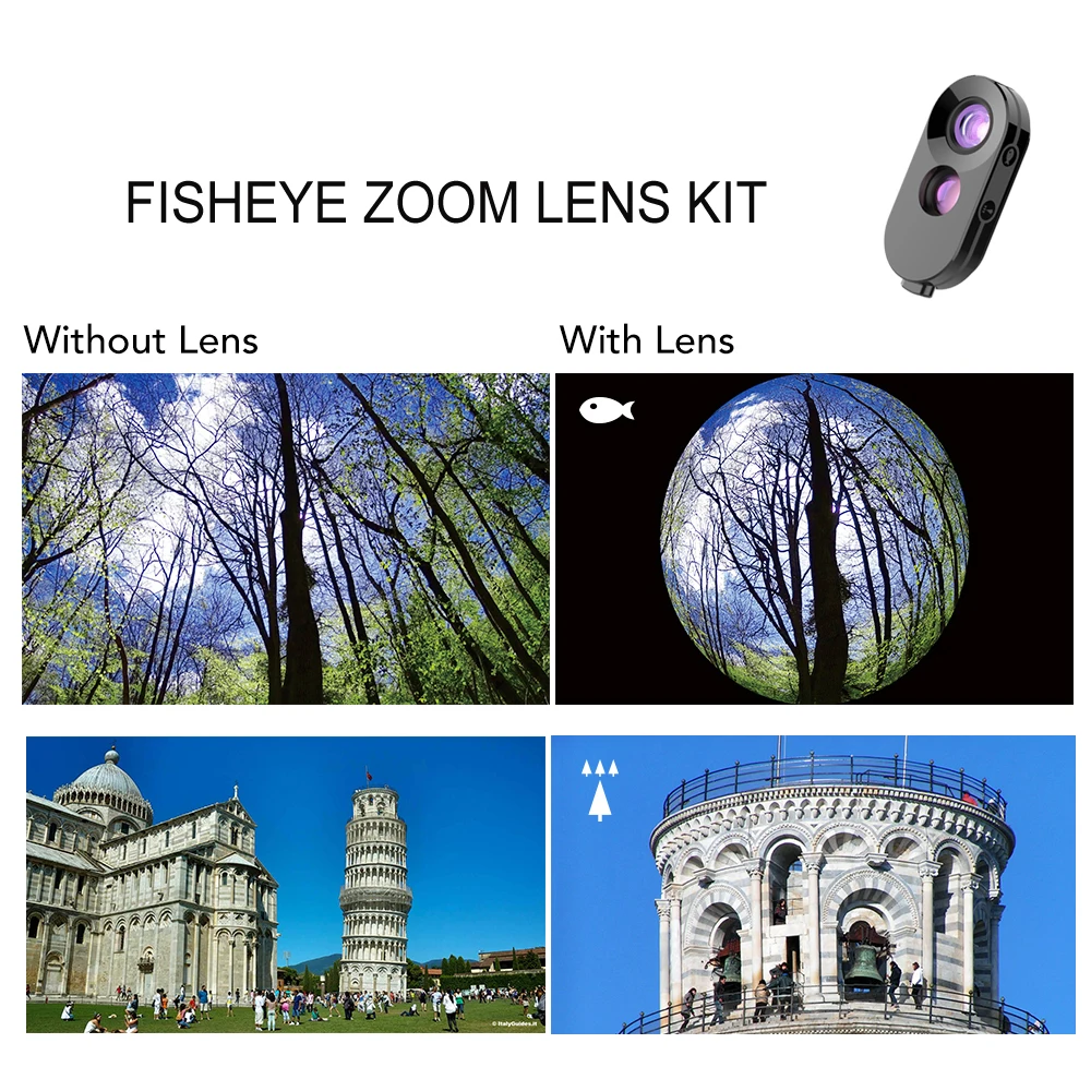  Phone LensPhone Camera Lens Kit Fisheye Wide Macro Telephoto Zoom Lens with Back Phone Case For Sma