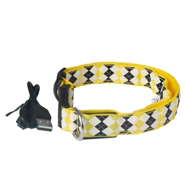 USB Перезаряжаемый светодиодный ошейник для собак, ночной безопасный мигающий светящийся ошейник для собак, кошек с usb-кабелем, аксессуары для домашних животных - Цвет: Yellow