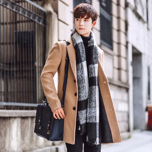 mens slim fit black trench coat