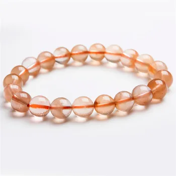 

8.5mm Genuine Natural Red Rutilated Quartz Rabbit Hair Crystal Round Beads Jewelry Transparent Charm Stretch Bracelet Femme