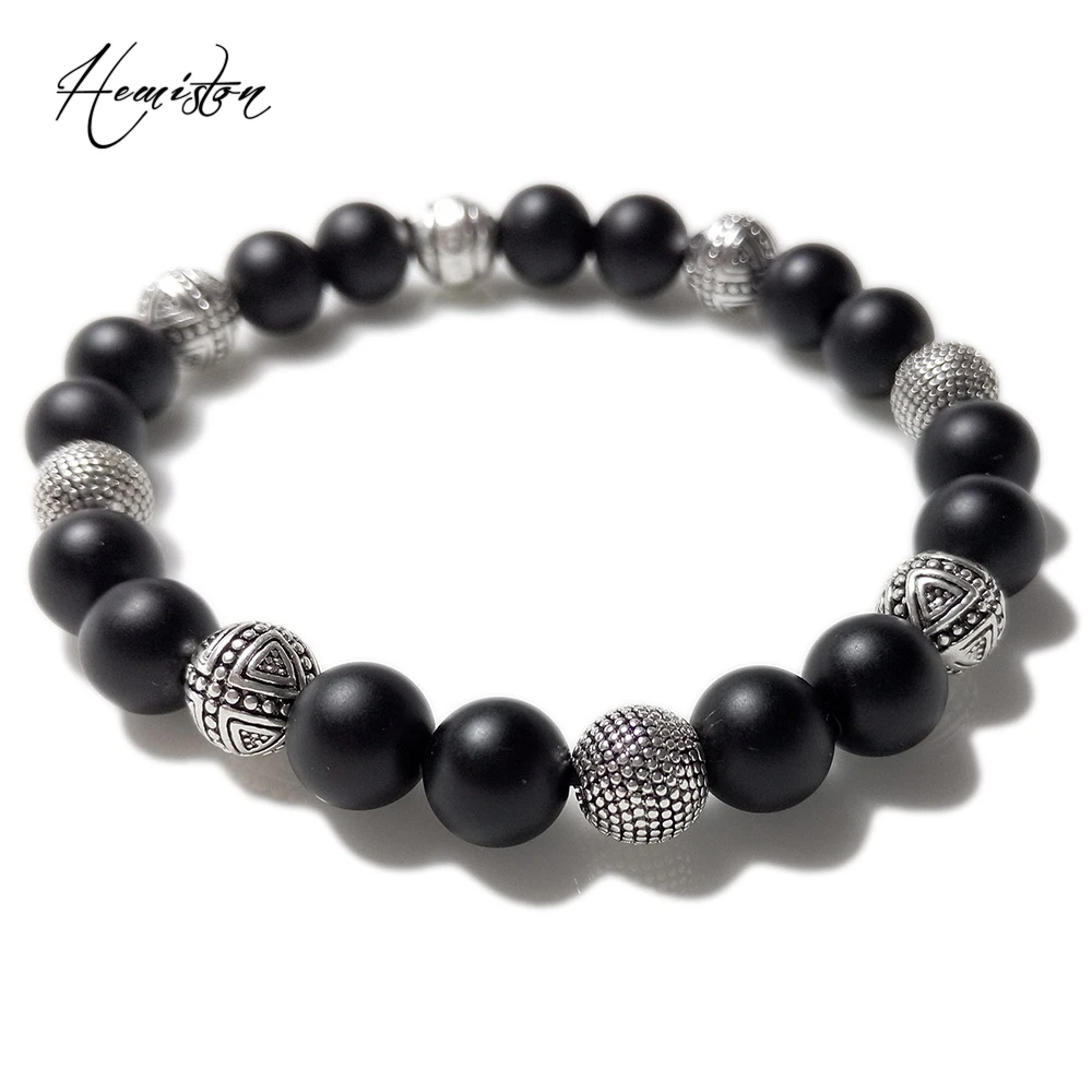 

Thomas Style Black Obsidian Matted Bracelet From Rebel At Heart Collection In 925 Sterling Silver, TS Bracelet For Men