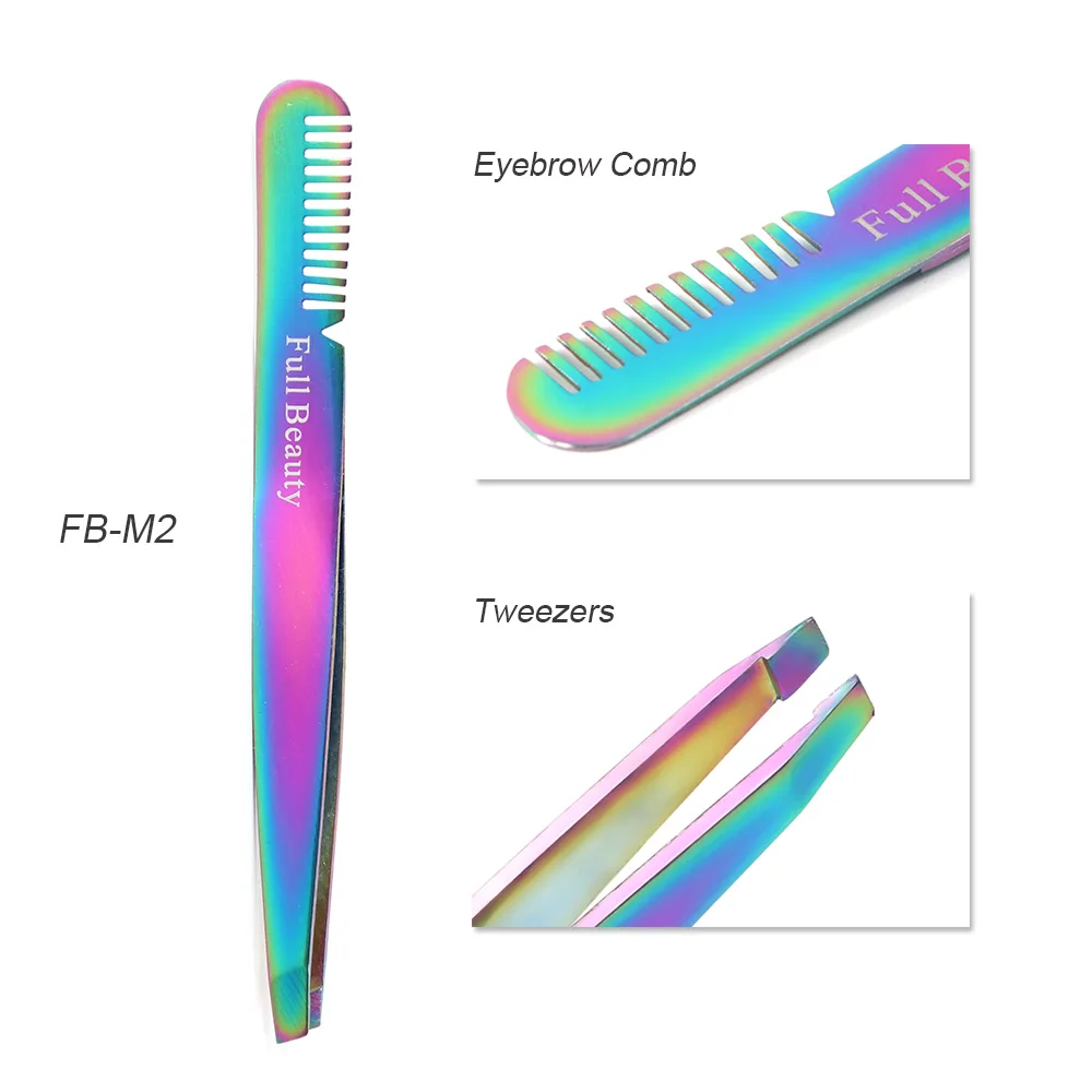1 шт. Радужный пинцет для бровей изогнутая головка ножницы для удаления волос на лице Макияж триммер зажим для маникюра для кутикулы инструменты BEFBM1-5 - Цвет: FB-M2