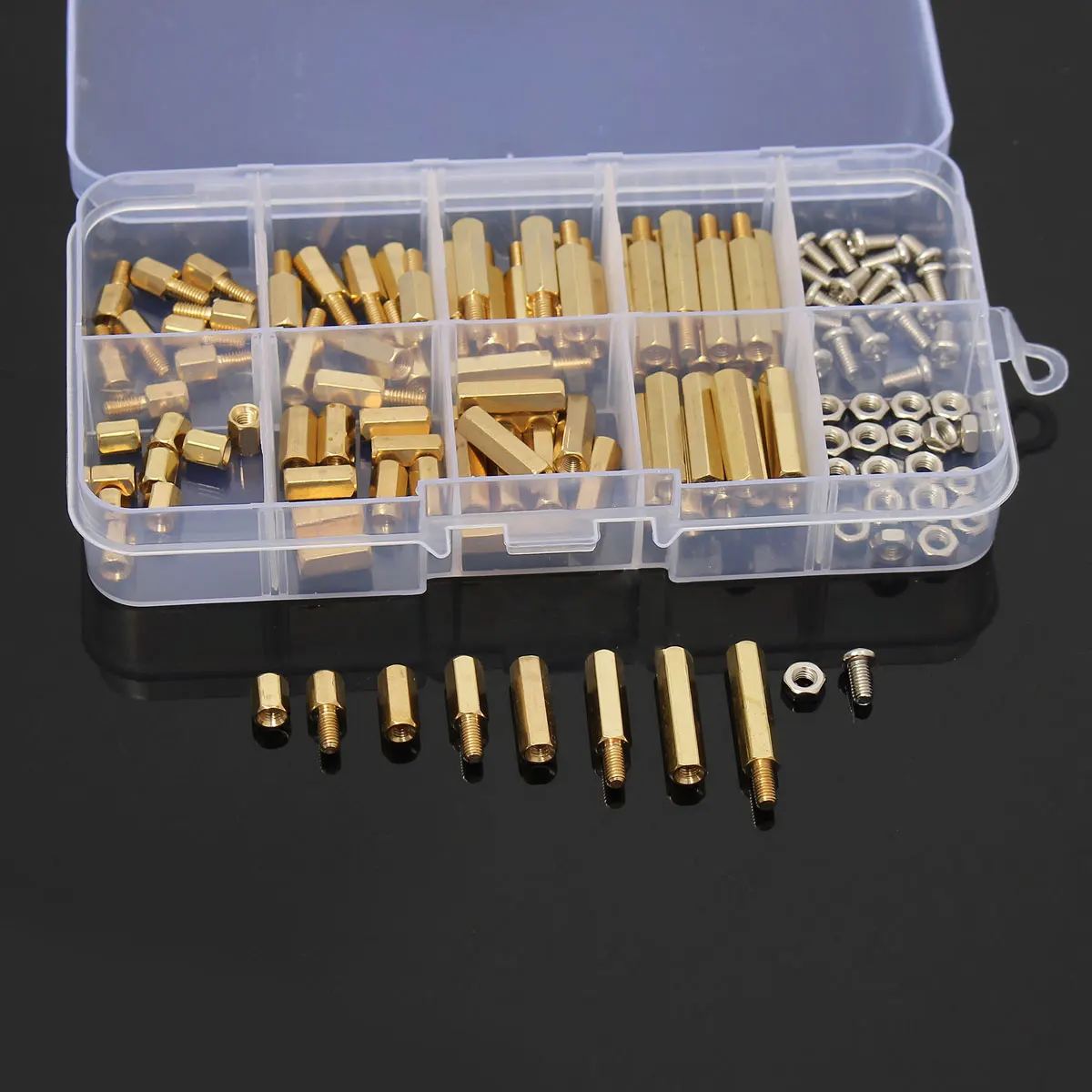 120Pcs M3 Male Female Brass Standoff Spacer PCB Board Hex Screws Nut Assortment