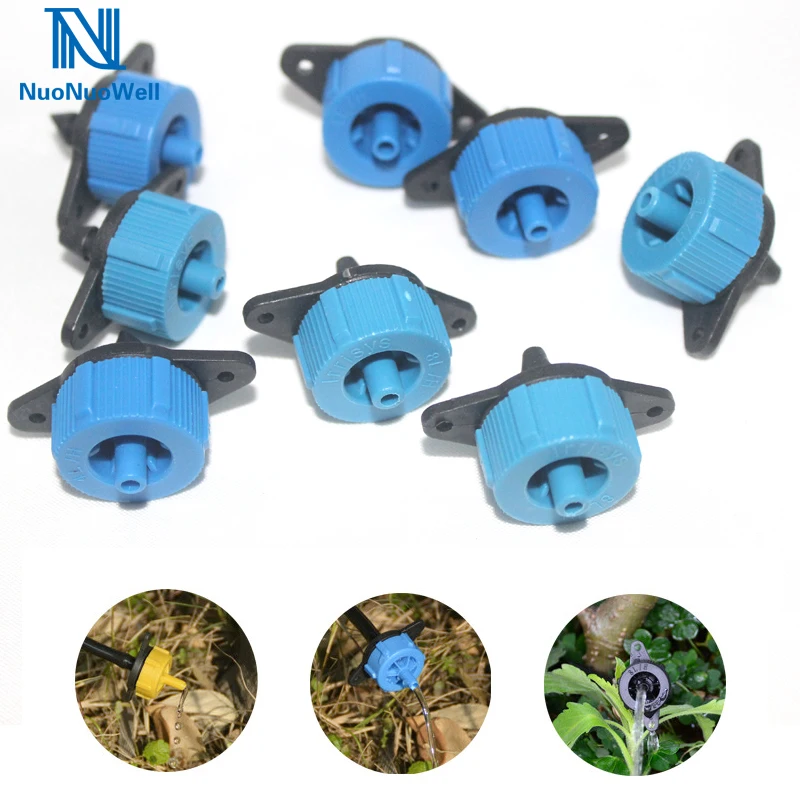 

NuoNuoWell 2L/4L/8L Steady Flow Dripper Blue Regulator Pressure Compensating Drip Emitter Adjustable Irrigation Fittings 50pcs