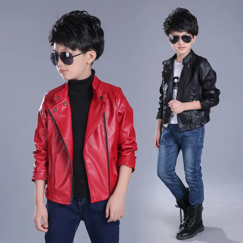 

Boys pu jacket spring and autumn 4-13 years children's Leisure coat High-grade washed leather Boy must-have items faux leather