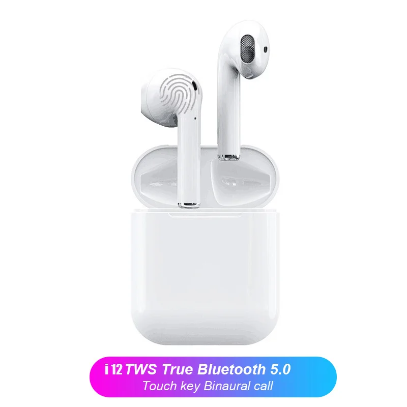 

i12 TWS Bluetooth 5.0 Touch Earphones,Mini Air pod Wireless Sweatproof Invisible Earbuds with Charging Box for IOS Android