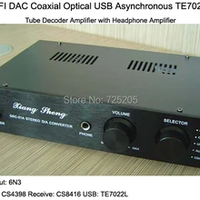 HIFI DAC коаксиальный Оптический USB асинхронный TE7022L ламповый Декодер Усилитель с усилителем для наушников 6N3