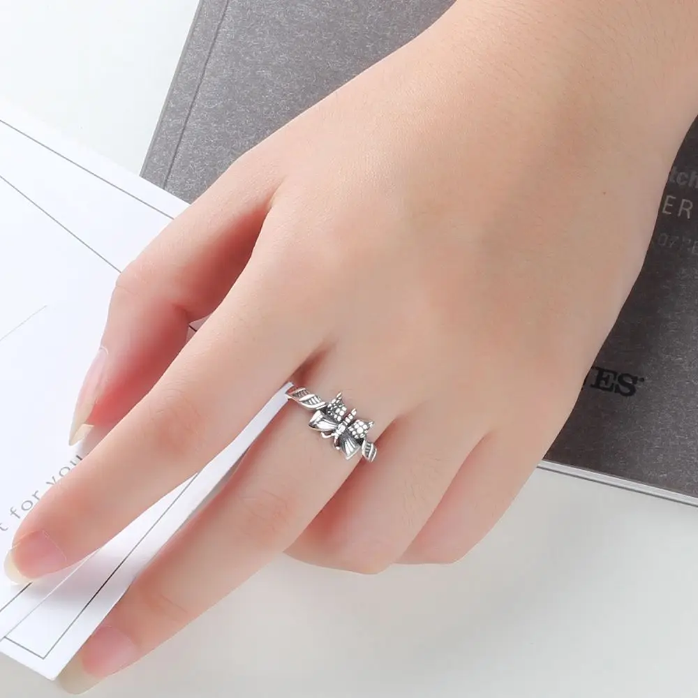 New Women 925 Sterling Silver Rings Female Butterfly Shape Rings Vintage&Cute Style Jewelry JewelOra RI102807
