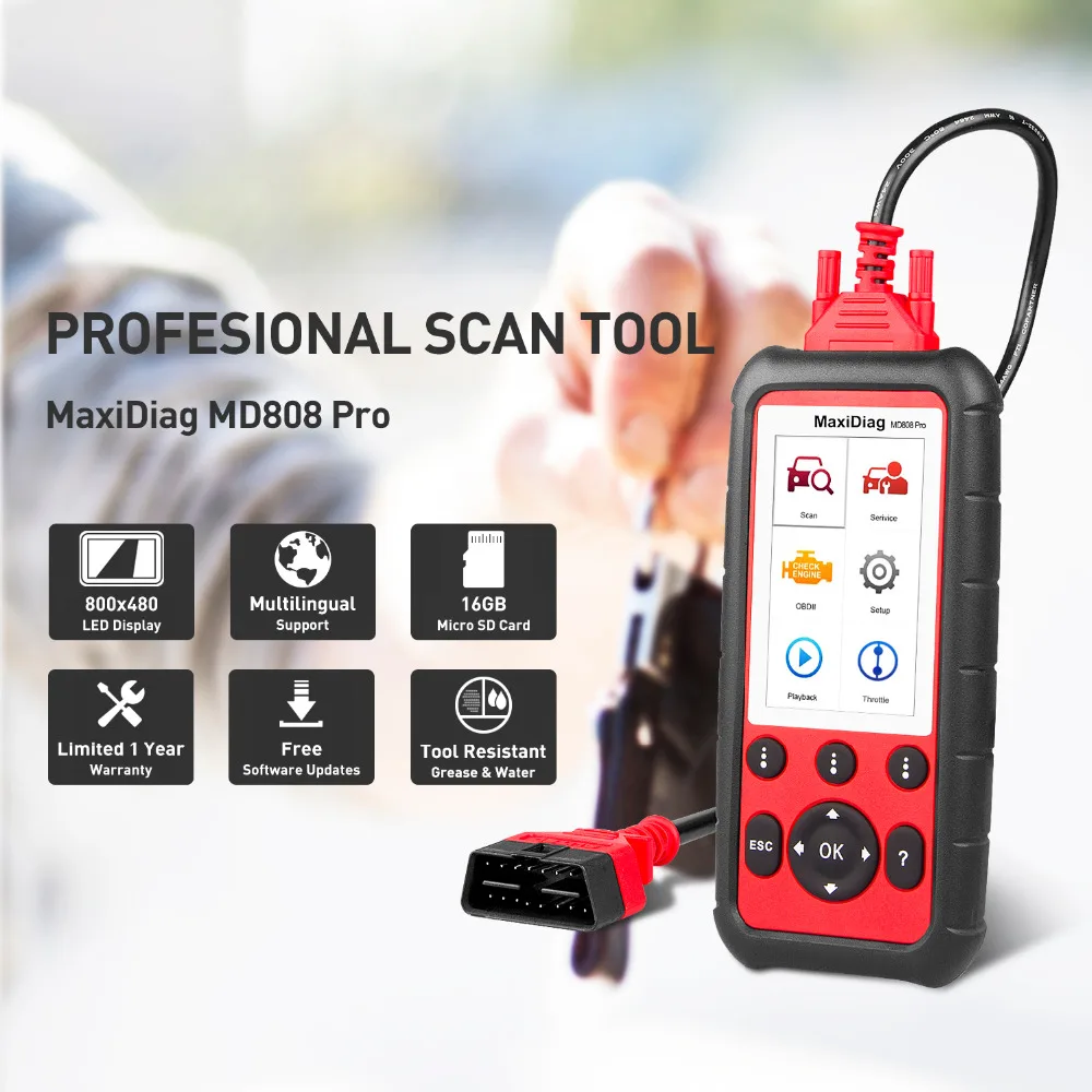 Autel MD808 PRO All System OBD2 Scanner Car Diagnsotic Tool support BMS/Oil Reset/ SRS/EPB/DPF Best Handheld Auto Scanner