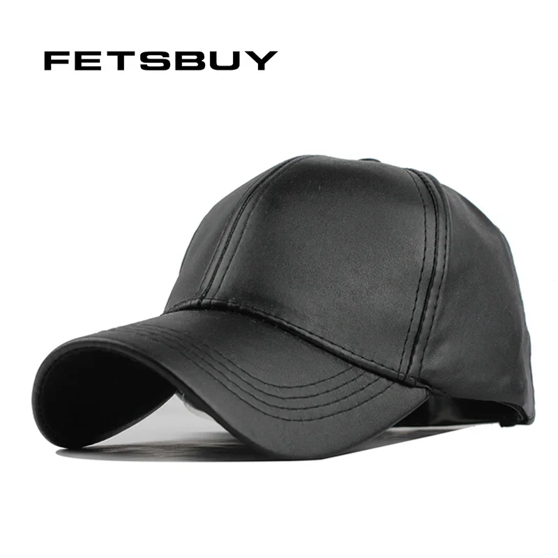 

FETSBUY New High Quality Leather Cap Biker Trucker Caps PU Solid Color HIP HOP Snapback Baseball Cap Fitted Adjustable Hat 2017