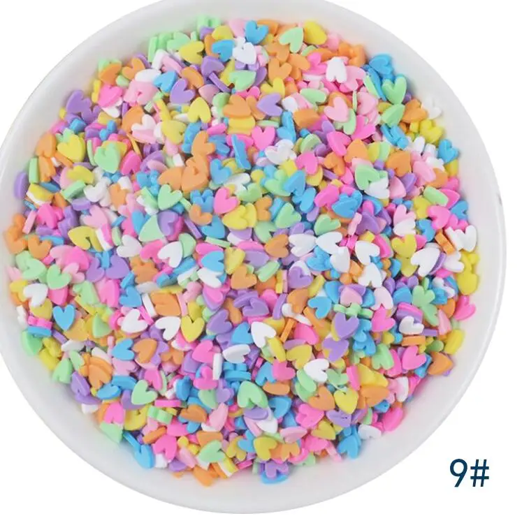 50g/lot Cute Hot Selling Clay Sprinkles, Colorful Heart Five Star Bow Candy Sprinkles for Crafts Making Slimediy - Цвет: 9
