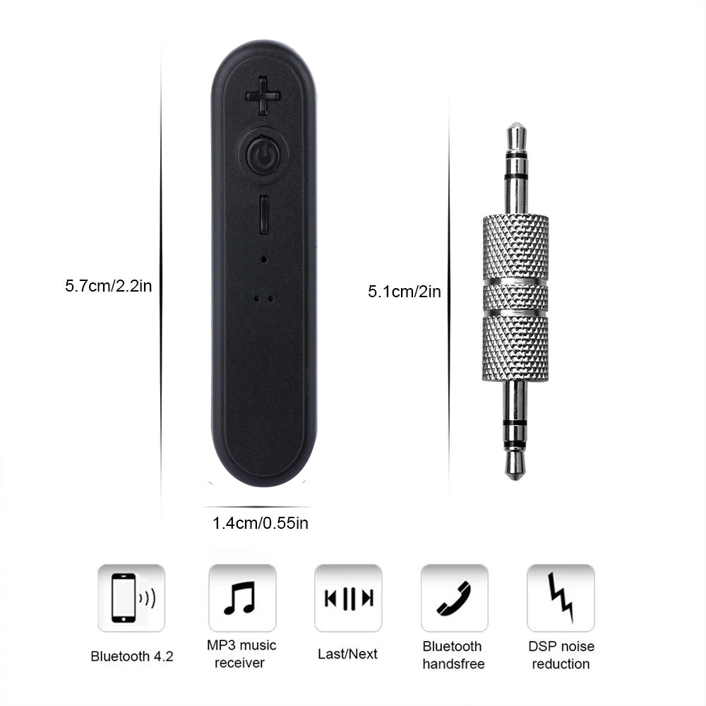 

HEONYIRRY 3.5mm Jack Bluetooth Receiver Wireless Adapter V4.2 Audio Car Kit Hands-Free Music Receiver For Car Stereo Phone MP3