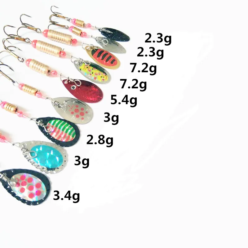 1Pcs Spinner Bait Rotating 2.3g-7.2g Spoon Fishing Lure Metal sequins Bass Hard Bait With Treble Hooks fishing tackle pesca