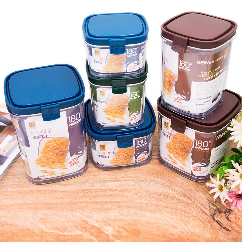 1 قطعة مطبخ زجاجات تخزين و الجرار الكورية البلاستيك شفافة مختومة المتنوعة الحبوب الطازجة حفظ علبة التوابل علب