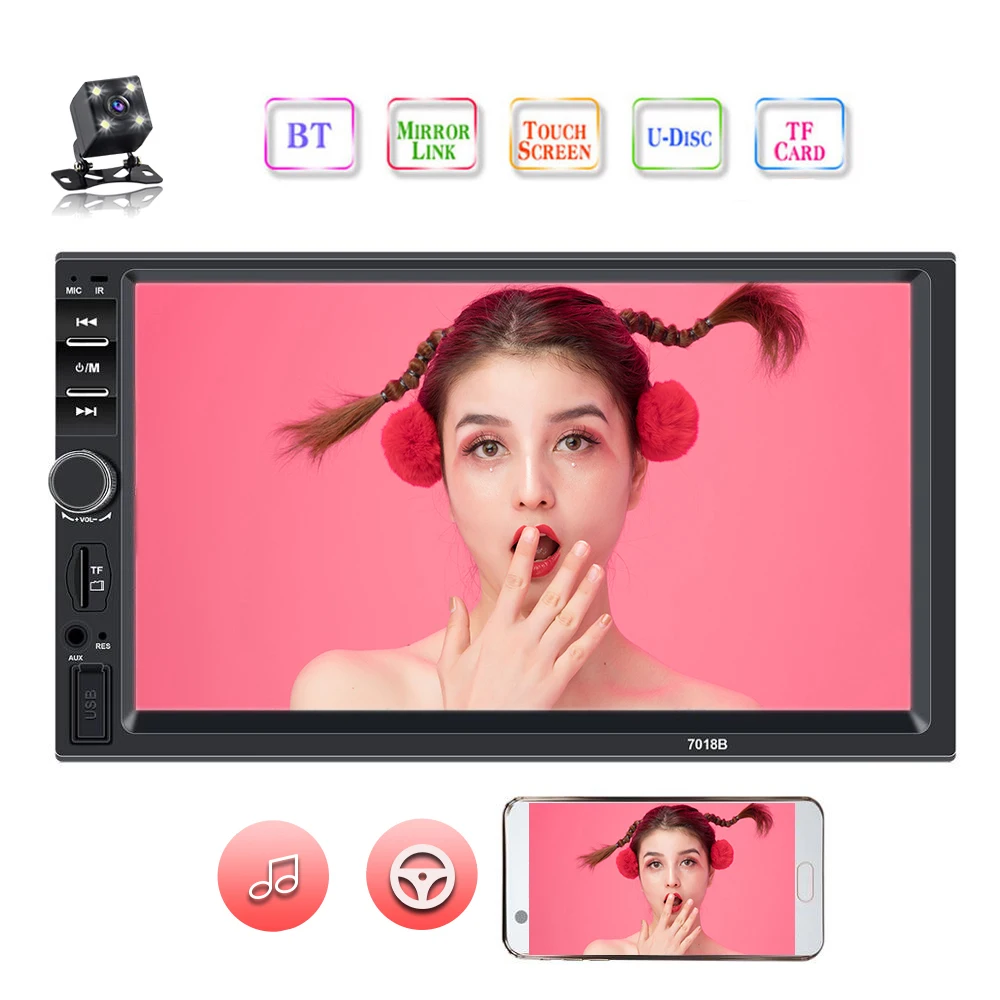 

2 Din Car Radio HD 7" Touch Screen Bluetooth Stereo Rudio MP5 Player Autoradio Mirror link Rear View Camera Central Multimidia