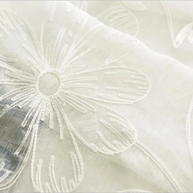 Красивое украшение вуаль тюль шторы для гостиной, белая пряжа для вышивки Цветочная занавеска для окна