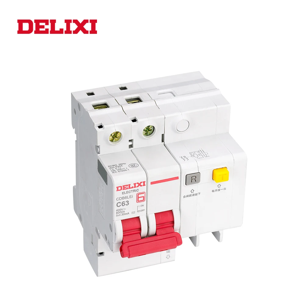 DELIXI CDB6iLE 3P 400 В 10A 16A 20A 32A 63A остаточный ток мини-автоматический выключатель от перегрузки защита от короткого протекания C кривой RCBO