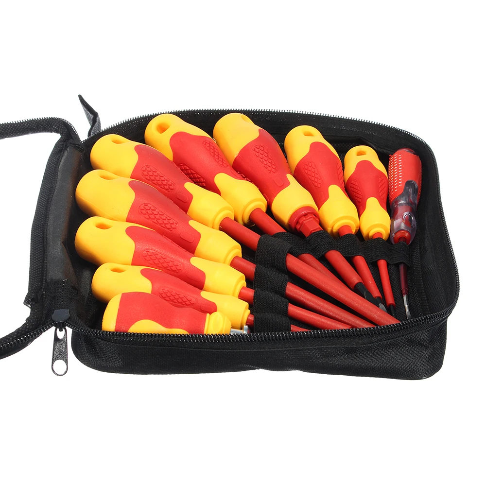 

10Pcs Professional Insulated Screwdriver Set Electrician Work Tools with Magnetic Slotted and Phillips Bits Soft Grips