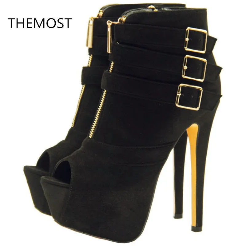 

THEMOST Waterproof platform high heel sandals.The European and American style.Tower button and zipper.The new
