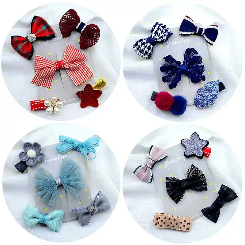 

5PCS/set Flowers Hair Clips Girls Cartoon Hairpins Toddlers Kids Children Crown Bows Barrettes Hair Accessories Headwear