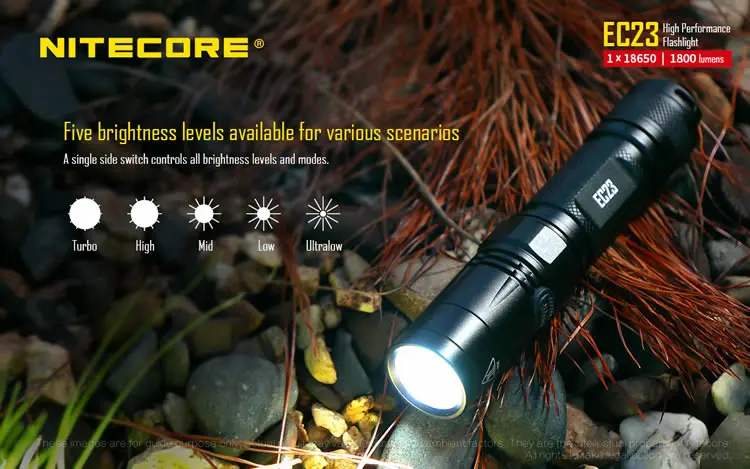 Lanterna com 18650 Nitecore Cree e2 1800 lm Led Lanterna Feixe Distância 255 Metro Luz Bateria Inteligente Tocha Ec23 Xhp34 hd 12 luz lanterna com 18650 bateria inteligente tocha