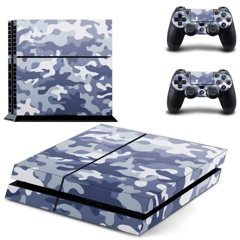 Blue Camouflage Camo Vinyl Sticker For Sony Playstaion 4 Console PS4