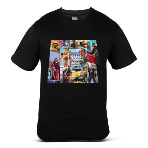 Детали о черные мужские футболки украдены из игры grand theft auto моды новый топ