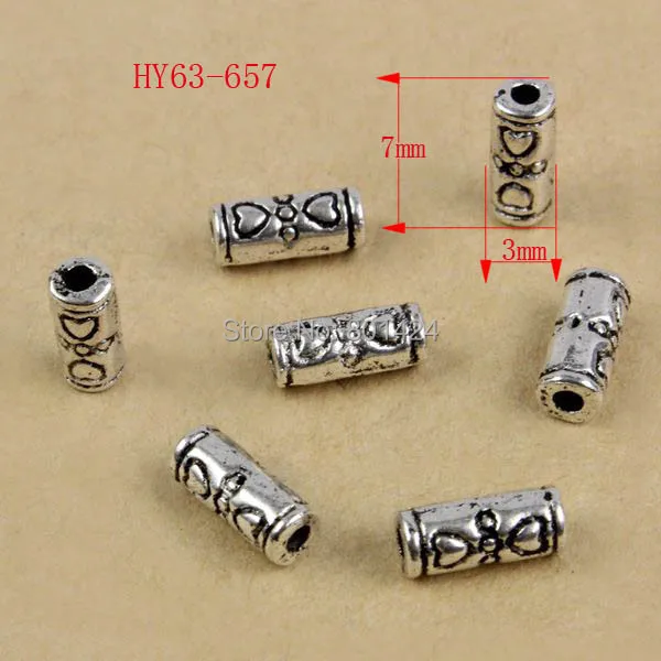 200pcs 63 657 zinc alloy tibetan bead 3mmx7mm metal beads spacer beads