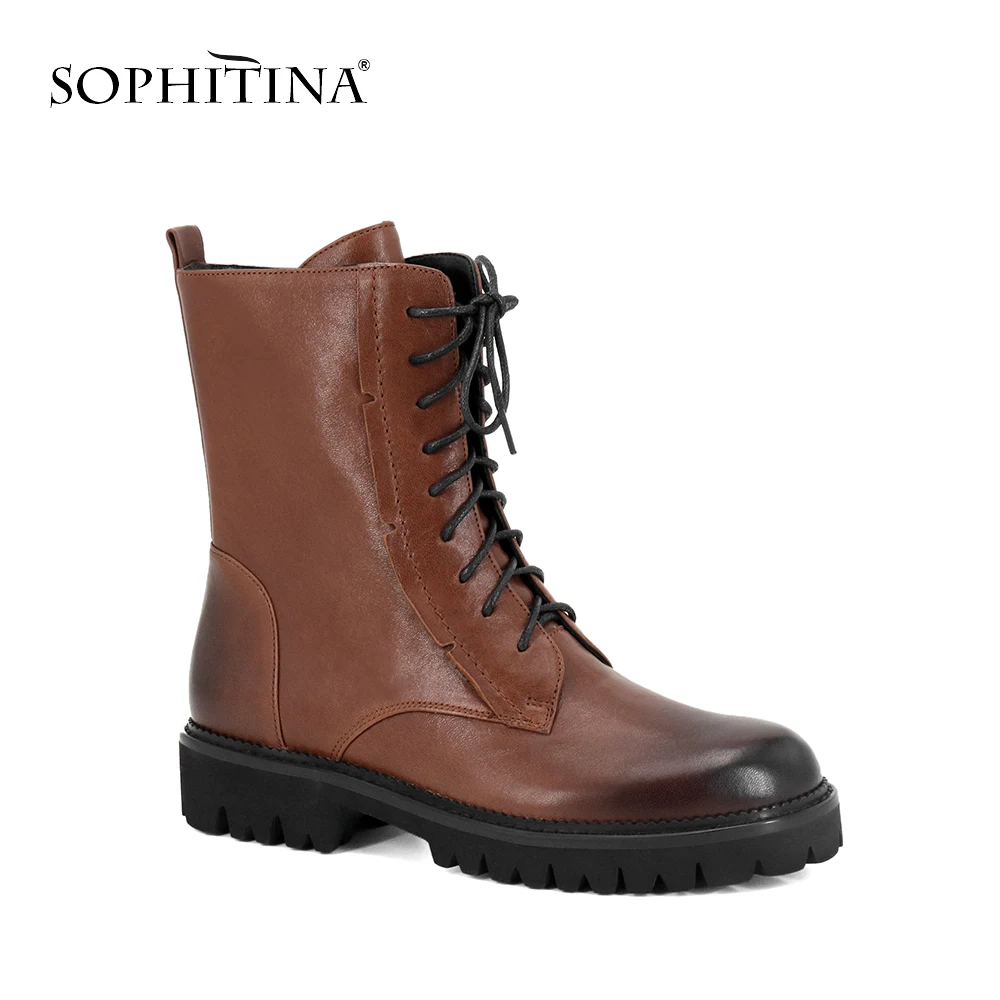 SOPHITINA/Новинка Лидер продаж Женские ботинки в байкерском стиле Удобные однотонные