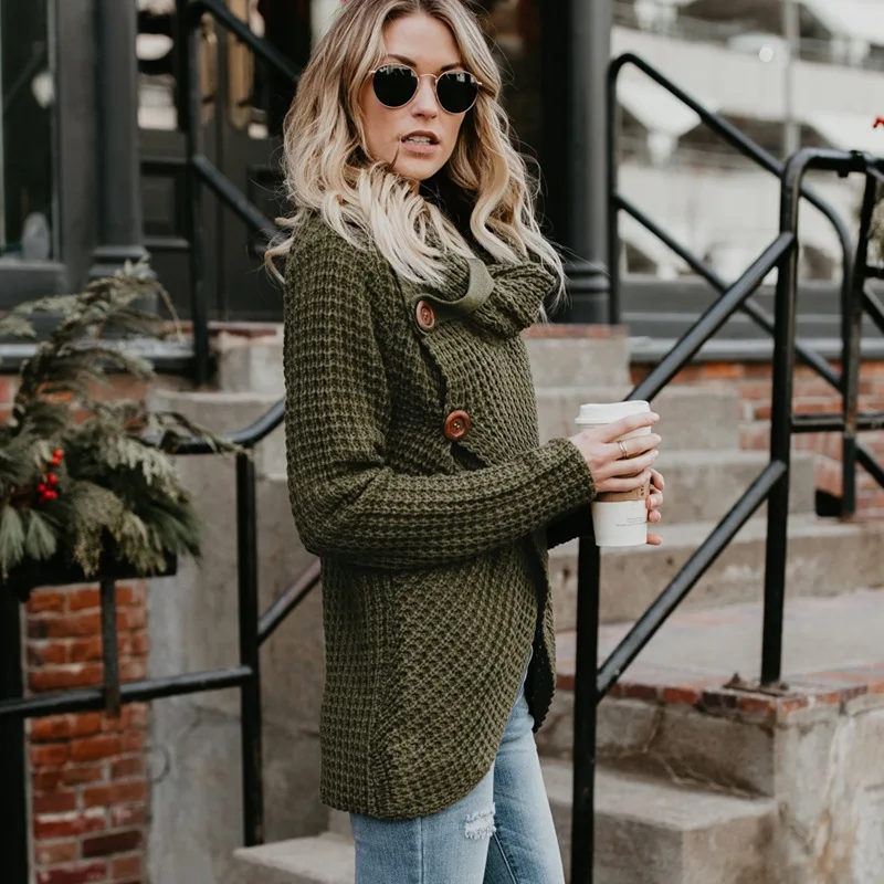 UIECOE Autumn New Womens Sweaters Casual Cowl Neck Chunky Cable Knit Wrap  Pullover Female Sweater - AliExpress Women's Clothing