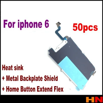 

50pcs for iphone 6 Metal Backplate Shield + Home Button Extend Flex Cable for iPhone6 4.7" Hot Sale