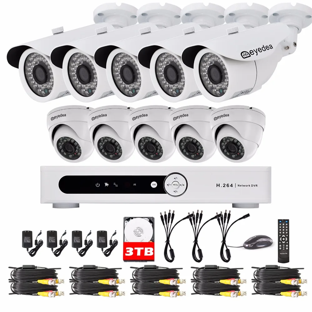 

Eyedea 16 CH Video DVR HVR 1080P White Bullet Dome Outdoor Indoor LED Night Vision CCTV Security Camera Surveillance System 2TB