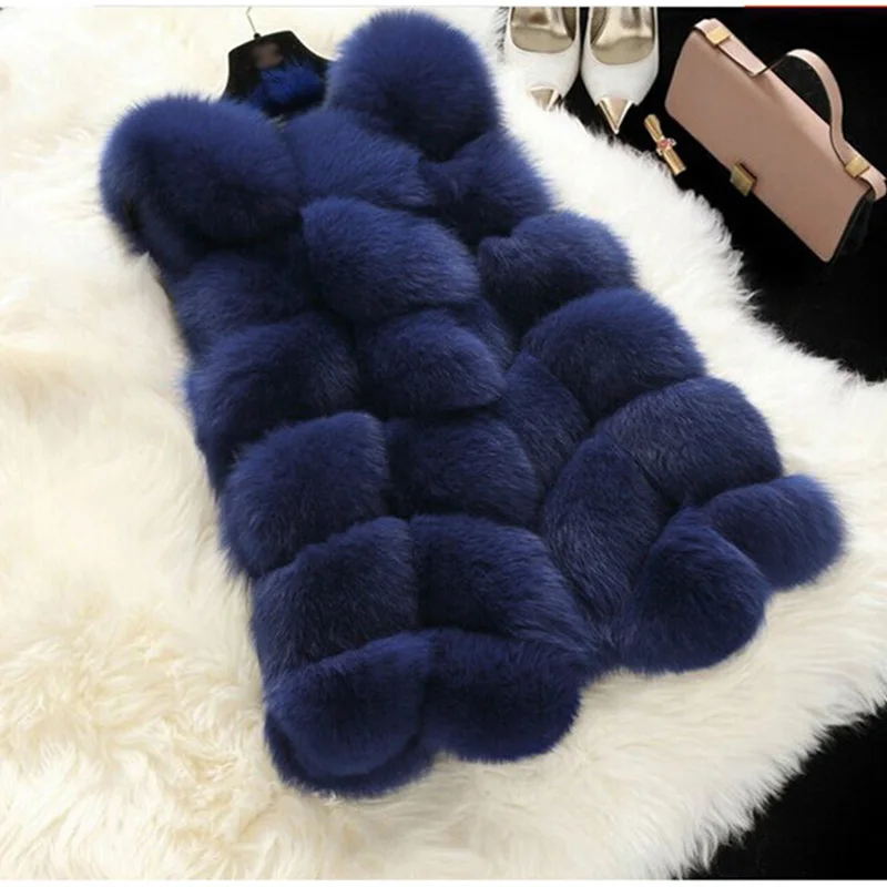 Fenghua 2018 Winter Faux Fur Coat Women Sleeveless Faux Fox Fur Women Vest Solid Waistcoat Fashion Lady Jackets Casaco Feminino